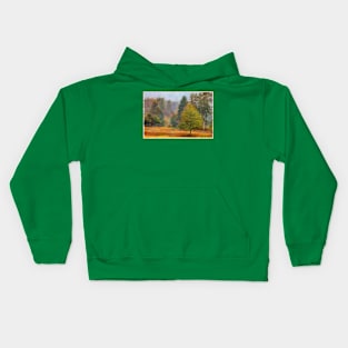 layers of trees on autumn day Kids Hoodie